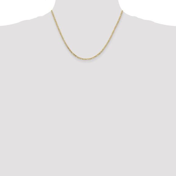 2.2mm, 10k Yellow Gold, Solid Concave Figaro Chain Necklace, 18 Inch - Picture 2 of 8